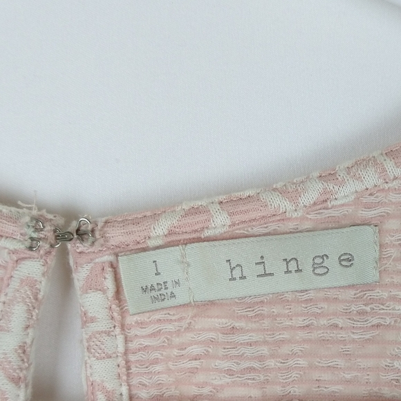 Hinge Pink Peplum Beaded Collar Top Blouse Large - Picture 4 of 5